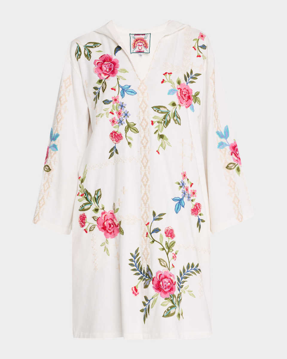 Catia Embroidered Hooded Knit Beach Dress